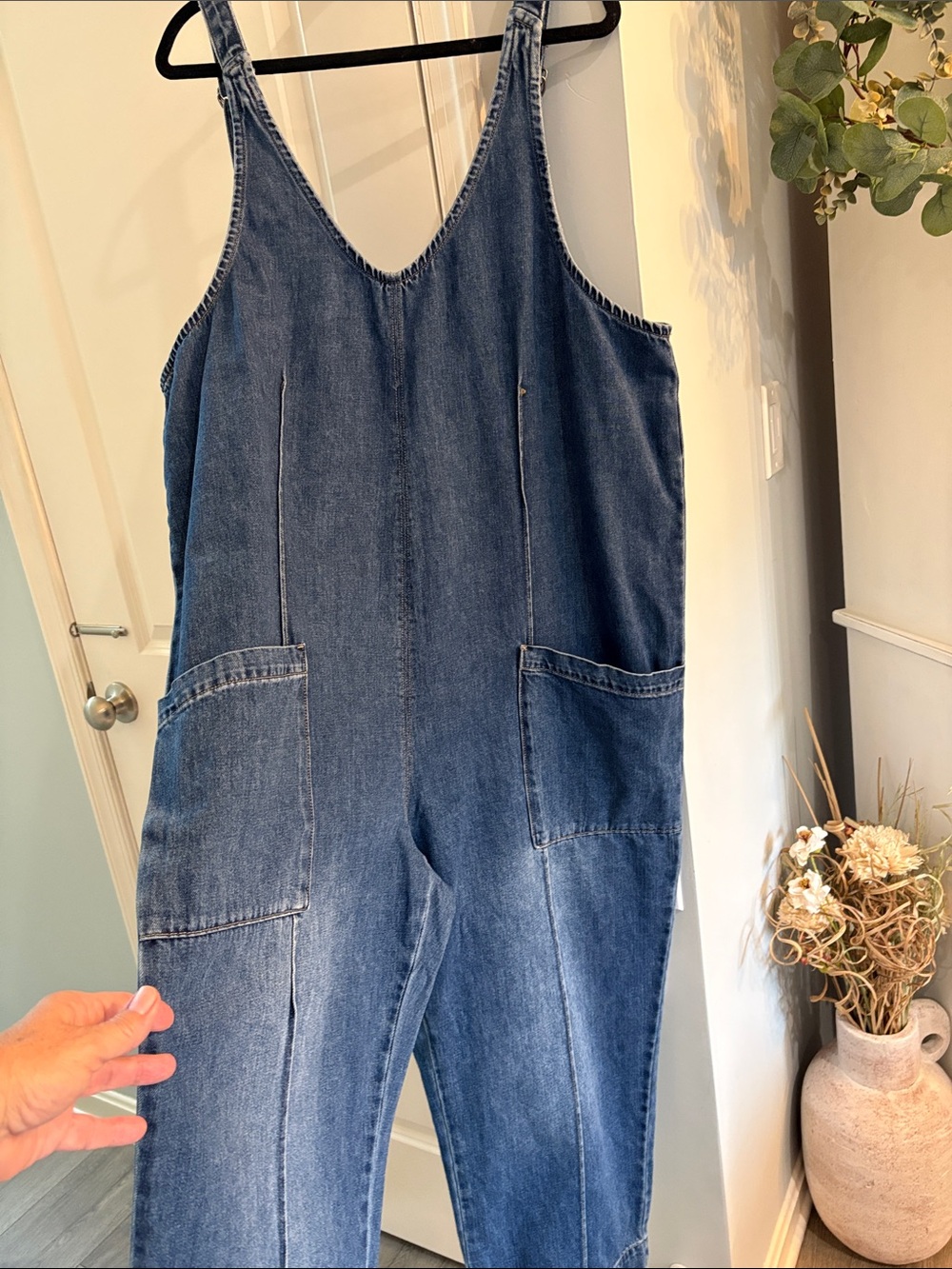 Coldwater Creek Dark Blue Denim Overalls Pinafore